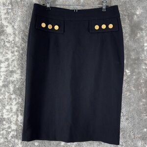 Sandra Angelozzi Womens Size 40 Knee Length Pencil Skirt Black Zip Button Lined